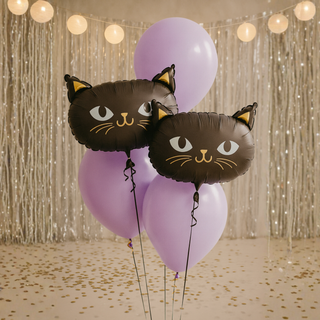 black cat latex balloon bouquet lilac colour option