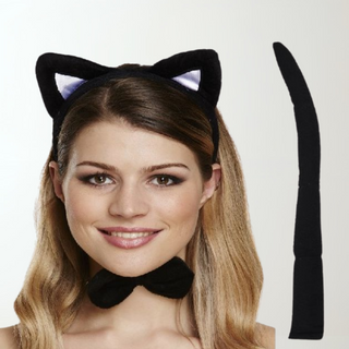 3pc Cat Costume Set – Ears, Bowtie & Tail Fancy Dress Kit The Party Hut | Balloons, Fancy Dress & Party Supplies Cheltenham