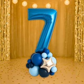 Sapphire Blue Number Stacks Balloon Display – Number 7