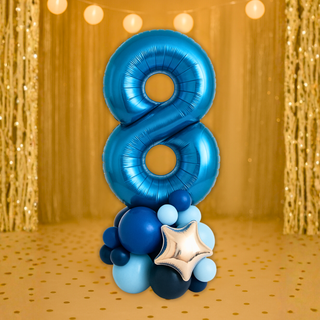 Sapphire Blue Number Stacks Balloon Display – Number 8
