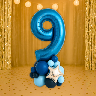Sapphire Blue Number Stacks Balloon Display – Number 9