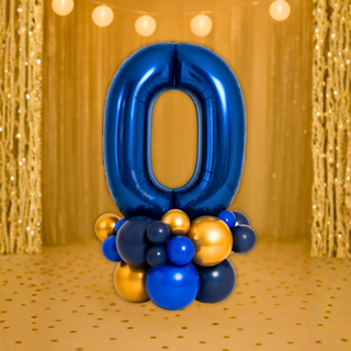 Premium Navy Blue Number Stacks Balloon Display – Number 0