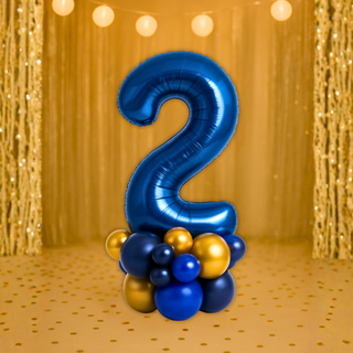 Premium Navy Blue Number Stacks Balloon Display – Number 2