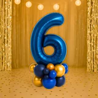 Premium Navy Blue Number Stacks Balloon Display – Number 6