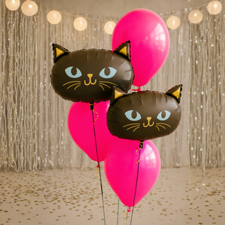 black cat latex balloon bouquet hot pink colour option