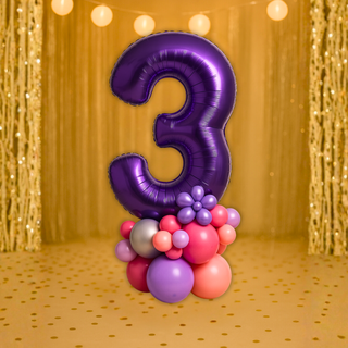 Premium Purple Number Stacks Balloon Display – Number 3