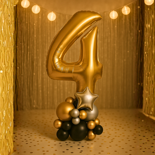 Premium gold number balloon stack for birthdays – number 4