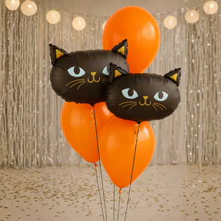 black cat latex balloon bouquet orange colour option