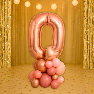 Premium Rose Gold Number Stacks Balloon Display – Number 0