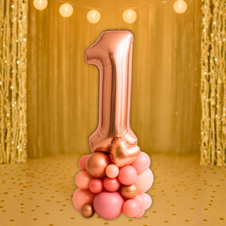 Premium Rose Gold Number Stacks Balloon Display – Number 1