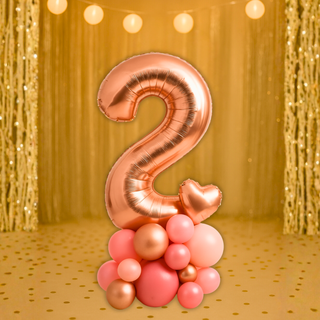 Premium Rose Gold Number Stacks Balloon Display – Number 2