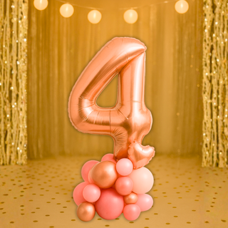Premium Rose Gold Number Stacks Balloon Display – Number 4