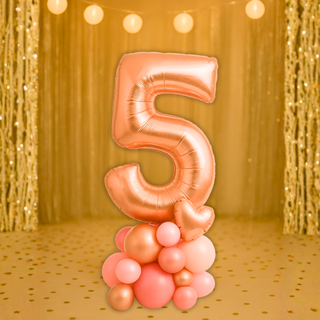 Premium Rose Gold Number Stacks Balloon Display – Number 5