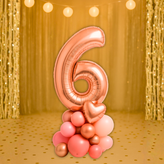 Premium Rose Gold Number Stacks Balloon Display – Number 6