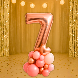 Premium Rose Gold Number Stacks Balloon Display – Number 7