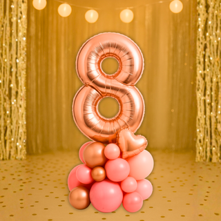Premium Rose Gold Number Stacks Balloon Display – Number 8
