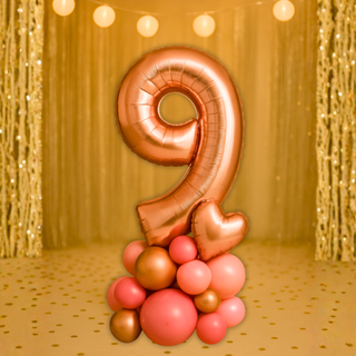 Premium Rose Gold Number Stacks Balloon Display – Number 9