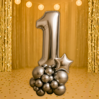 Premium Silver Number Stacks Balloon Display – Number 1