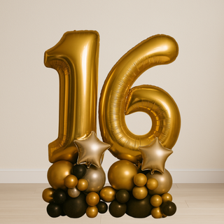 Gold Milestone Number Balloon Stacks | 1.5m to 2m – Party Display