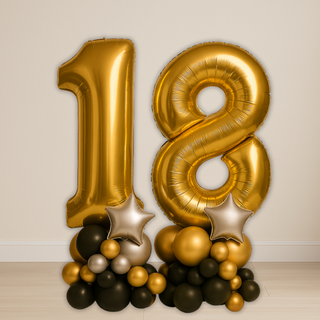 Gold Milestone Number Balloon Stacks | 1.5m to 2m – Party Display