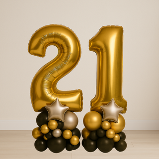 Gold Milestone Number Balloon Stacks | 1.5m to 2m – Party Display
