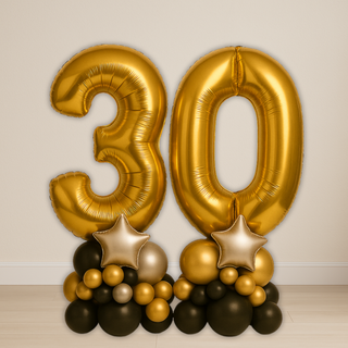 Gold Milestone Number Balloon Stacks | 1.5m to 2m – Party Display