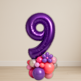 Purple Number Balloon Stacks | 1.5m to 2m – Party Floor Display