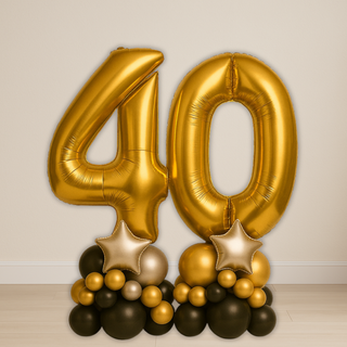 Gold Milestone Number Balloon Stacks | 1.5m to 2m – Party Display
