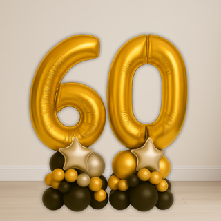 Gold Milestone Number Balloon Stacks | 1.5m to 2m – Party Display