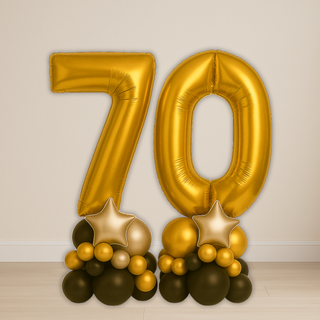Gold Milestone Number Balloon Stacks | 1.5m to 2m – Party Display