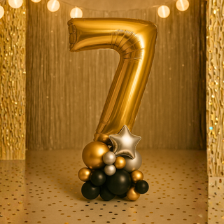 Premium gold number balloon stack for birthdays – number 7