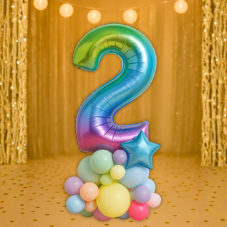 Rainbow Number Balloon Stack | 1.5m to 2m | 0 to 9