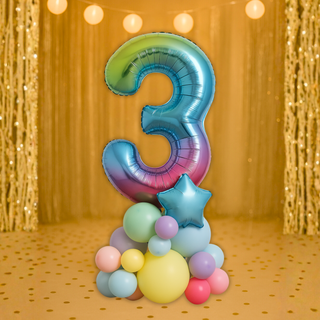 Rainbow Number Balloon Stack | 1.5m to 2m | 0 to 9