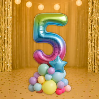 Rainbow Number Balloon Stack | 1.5m to 2m | 0 to 9