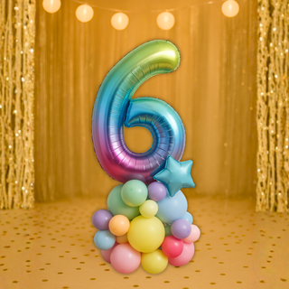 Rainbow Number Balloon Stack | 1.5m to 2m | 0 to 9