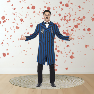 Adults Gomez Addams Style Costume – Jacket, Mock Shirt & Bowtie Large (42-44") The Party Hut | Balloons, Fancy Dress & Party Supplies Cheltenham