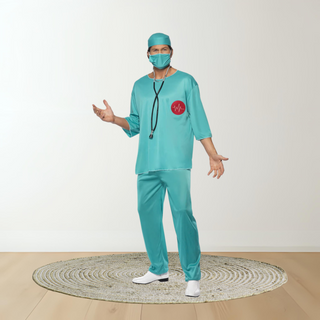 Adults Surgeon Costume – Medical Scrubs Fancy Dress Set Large (42-44") The Party Hut | Balloons, Fancy Dress & Party Supplies Cheltenham