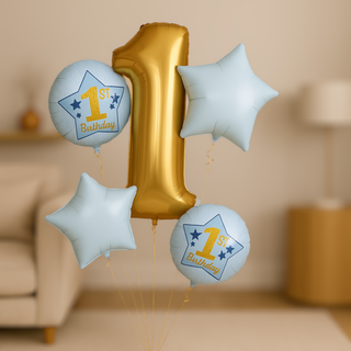 1st Birthday Helium Balloon Bouquet – Boy or Girl