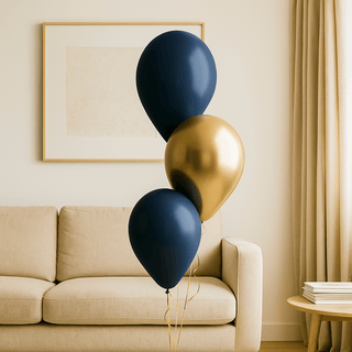 Navy & Gold Latex Balloon Bouquet – Luxury Helium Balloons Cheltenham