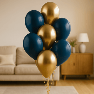 Navy & Gold Latex Balloon Bouquet – Luxury Helium Balloons Cheltenham