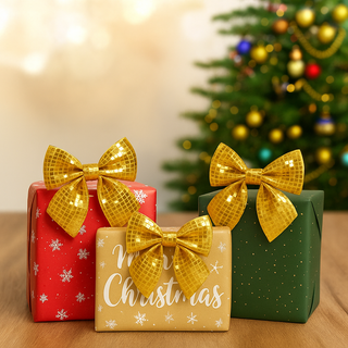 13cm Gold Disco Bows – Pack of 3