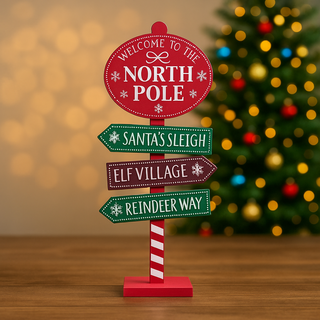51cm North Pole Standing Sign – Festive Directional Decoration