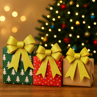 Gold Glitter Gift Bows - Pack of 3