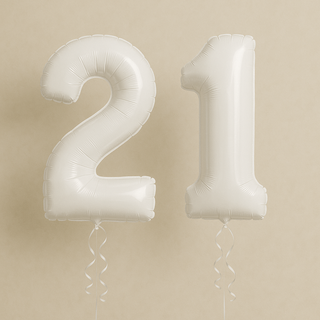White Number Balloons | Foil, 34"