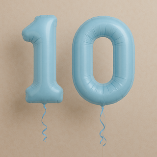 Pastel Blue Number Balloons | Foil, 34"