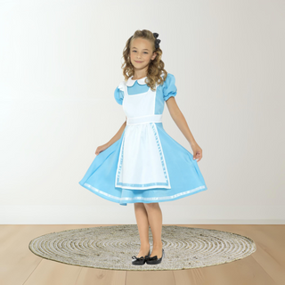 Kids Alice in Wonderland Costume – Blue Dress, Apron & Headband Small (4-6yrs) The Party Hut | Balloons, Fancy Dress & Party Supplies Cheltenham