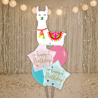 Llama Birthday Luxury Balloon Bouquet helium display
