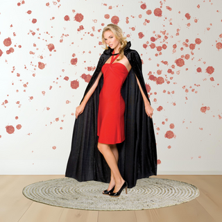 Long Black Crushed Velvet Cape – Gothic Halloween Cloak for Adults One Size Fits Most The Party Hut | Balloons, Fancy Dress & Party Supplies Cheltenham