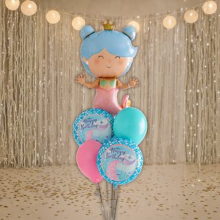 Mermaid Birthday Luxury Balloon Bouquet helium display
