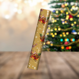 Santa in His Sleigh Gift Wrap Roll against Christmas background